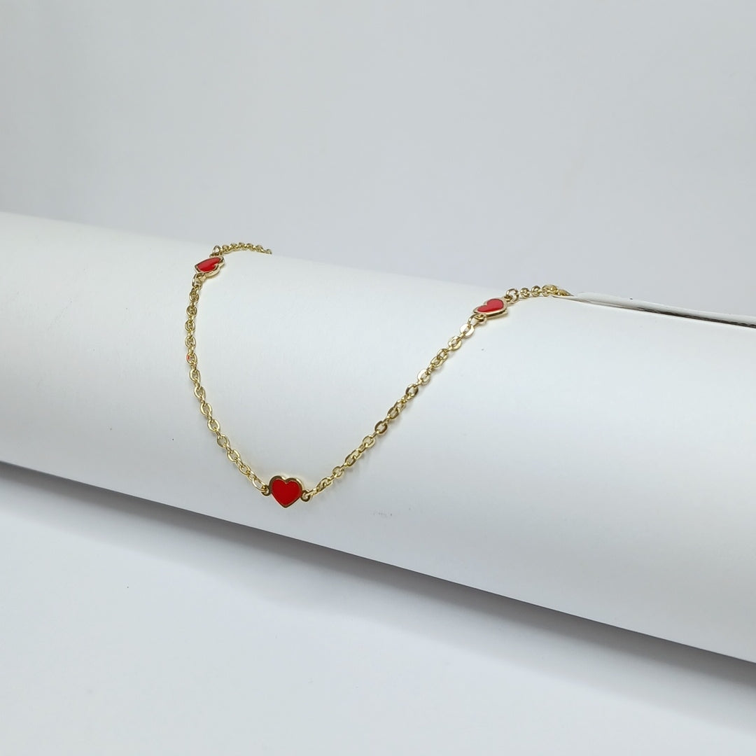 PULSERA ESPECIAL CON CORAZONES 14K 18 CM 1.3 GR (NUEVO)