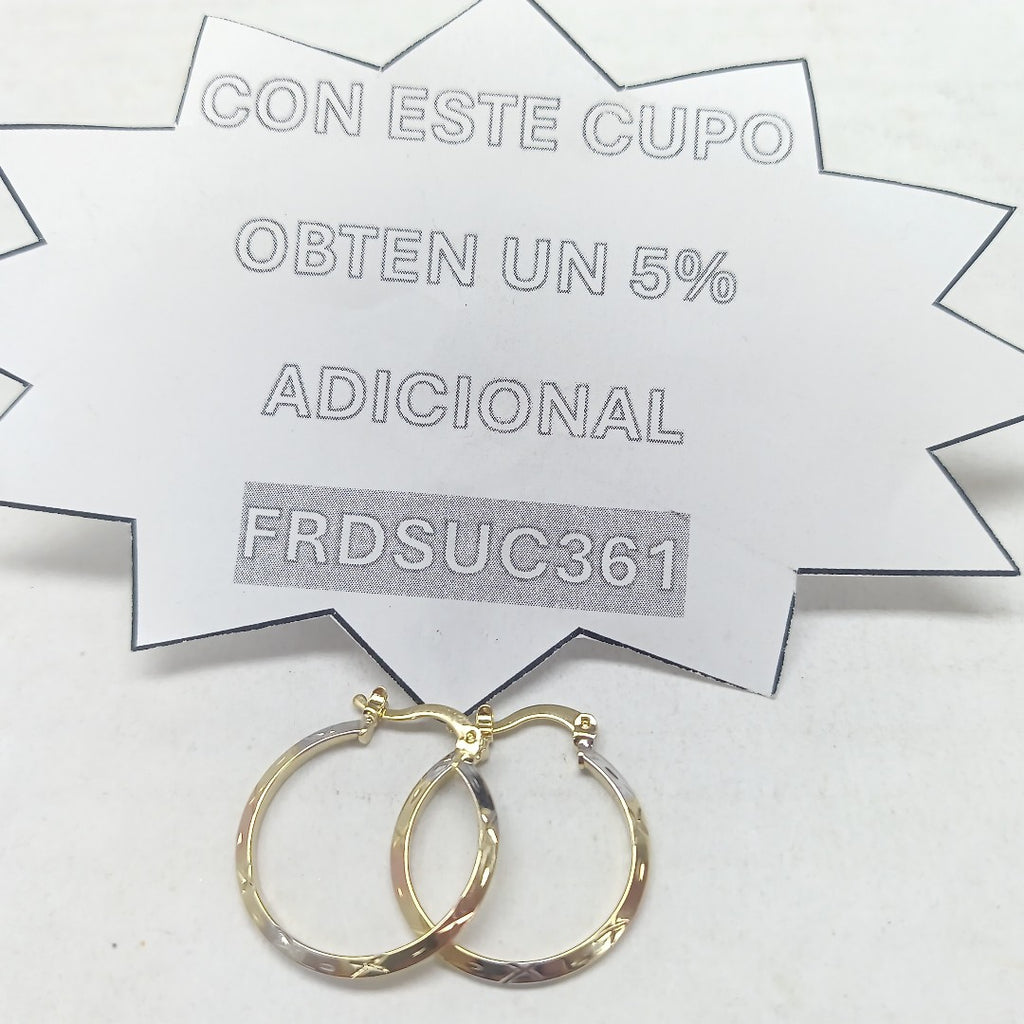 ARETES TEJIDO ARRACADAS BISELADAS COMBINADAS 14K 1.4 GR (NUEVO)