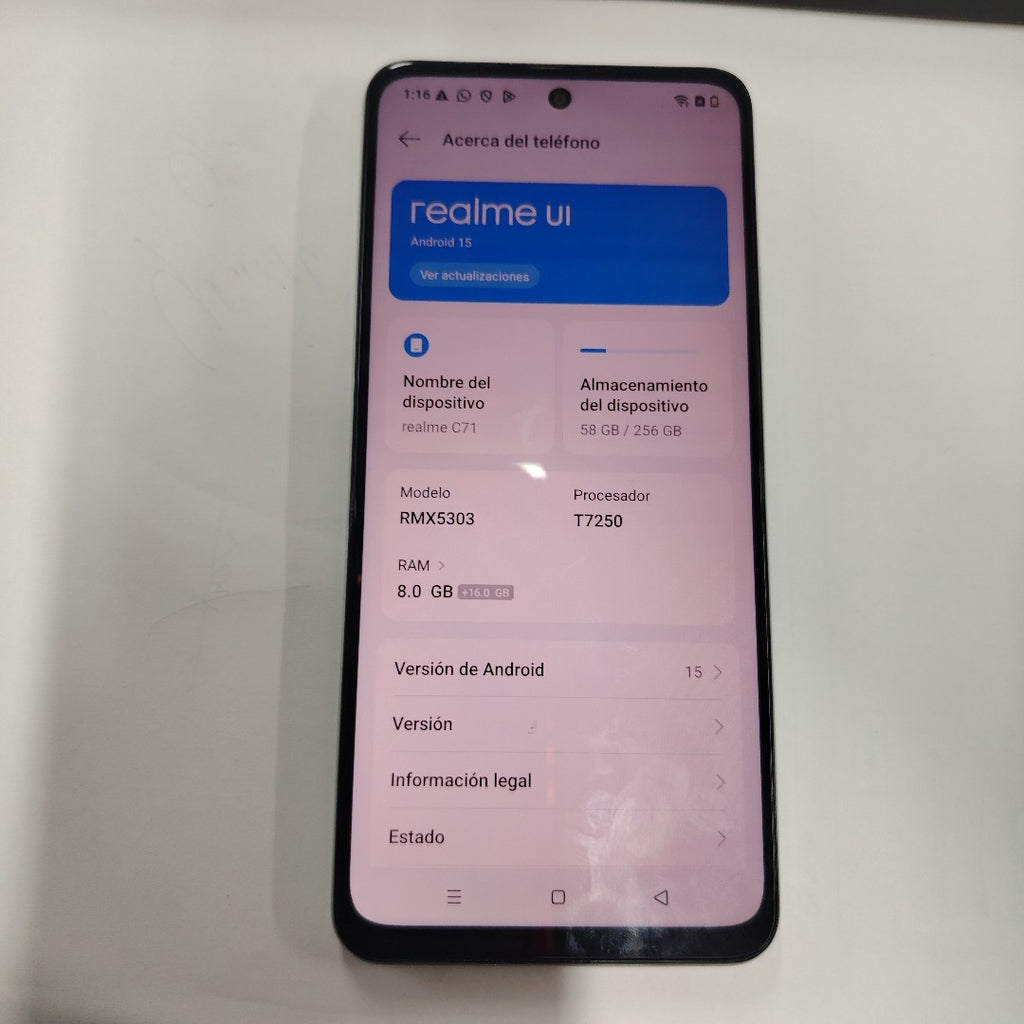 CELULAR REALME C71 RMX5303 (2025) 256 GB 8 GB RAM (SEMINUEVO)