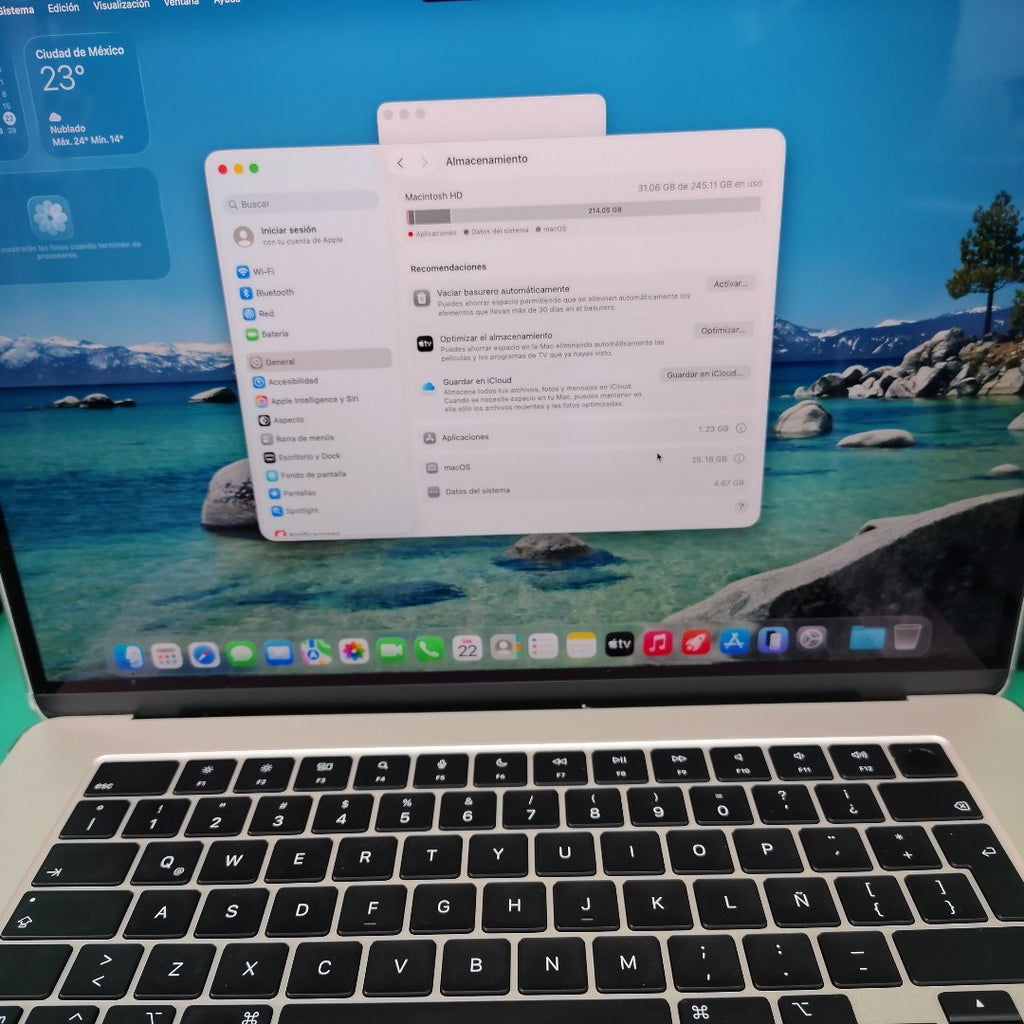 LAPTOP APPLE MACBOOK AIR 15"2024 4.5 A3114 256 GB SSD 8 GB RAM (SEMINUEVO)