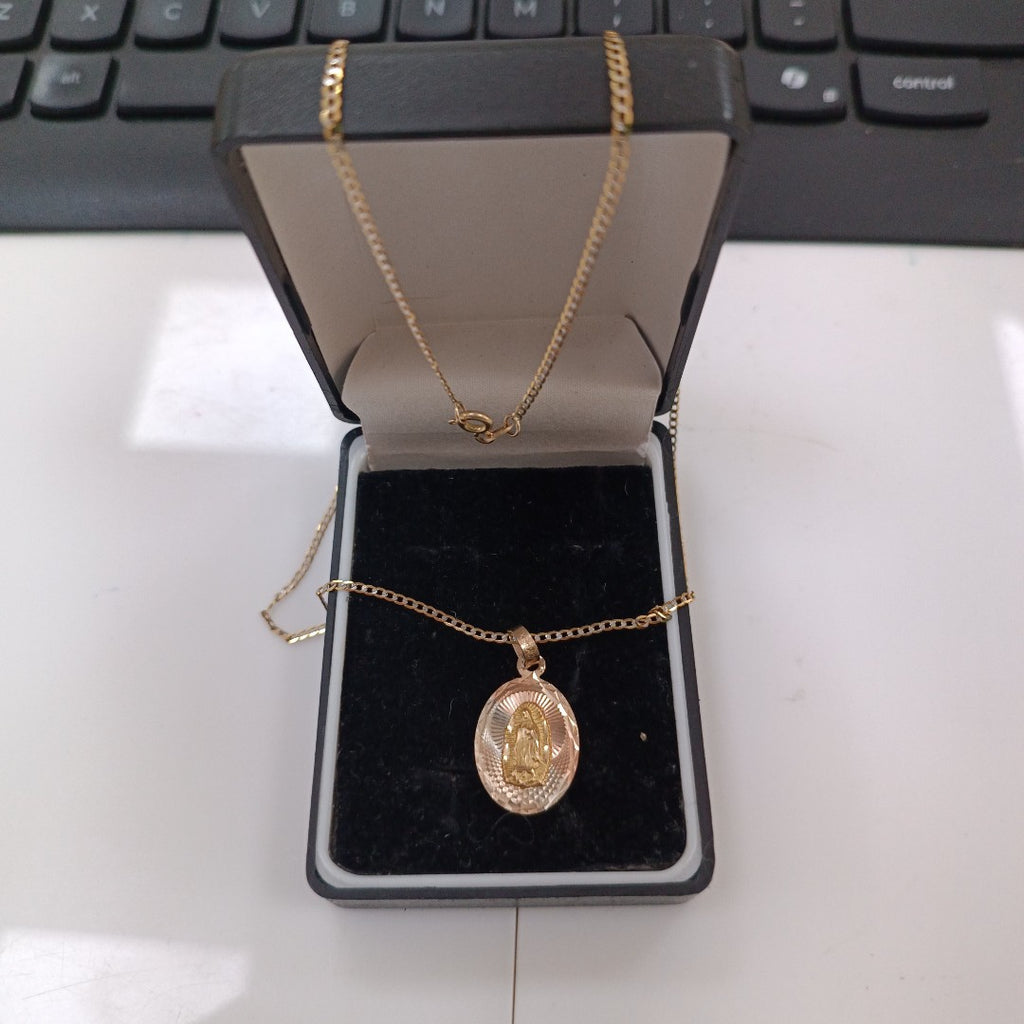 CADENA, MEDALLA RELIGIOSA ORO 10 K 3.2 GRMS (SEMINUEVO)