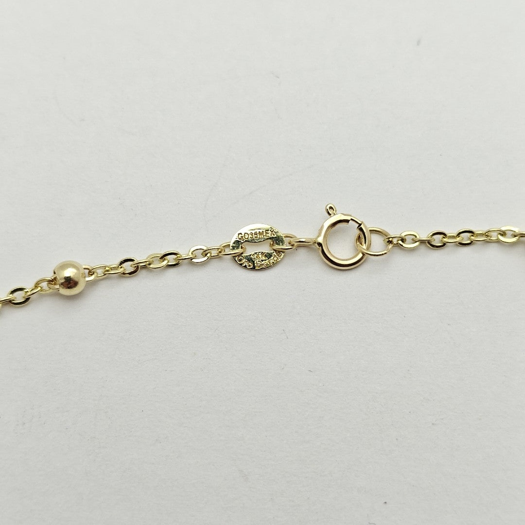 PULSERA TEJIDO ESPECIAL CON FLOR 14K 18 CM 1.6 GR (NUEVO)