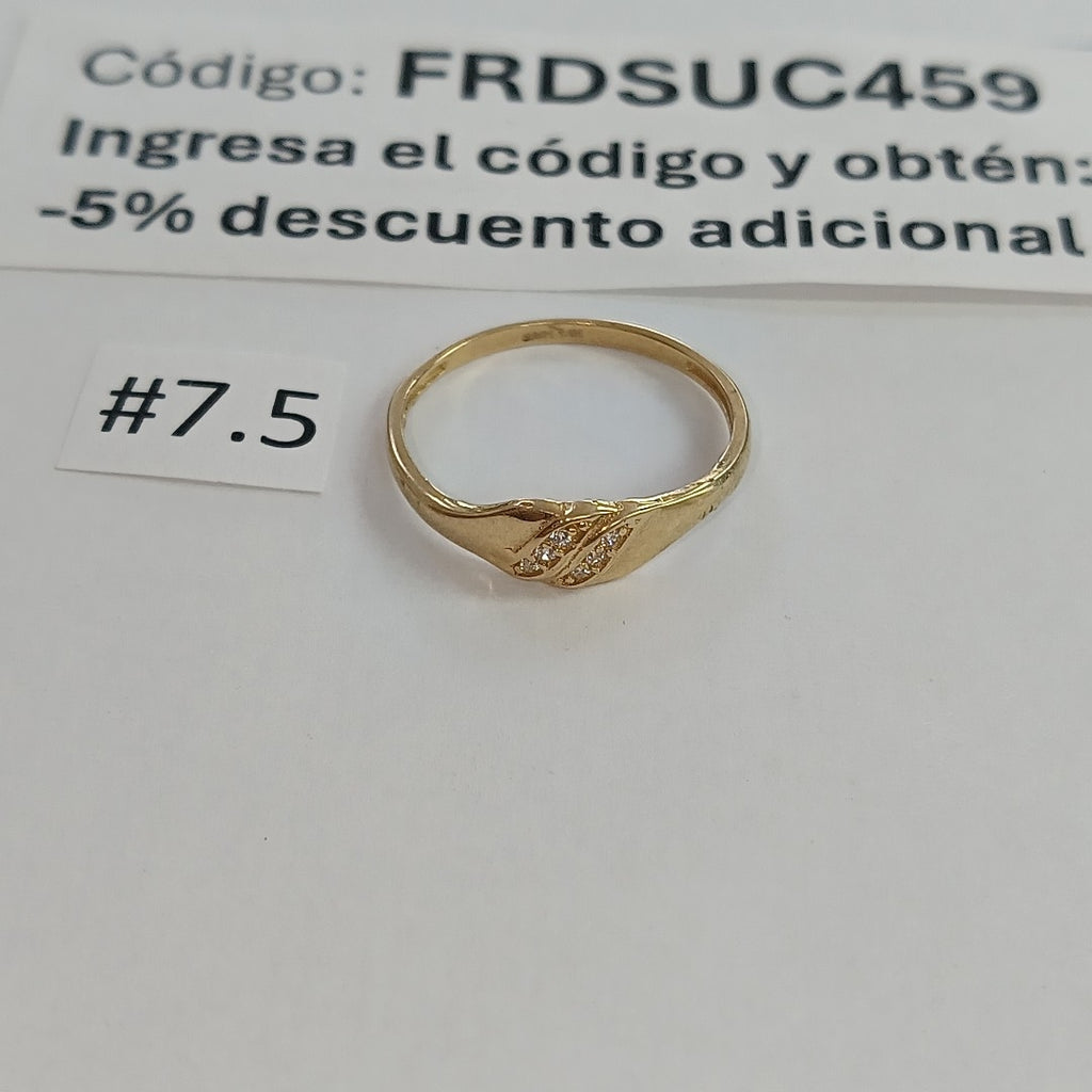 ANILLO ANILLITO C CIRCONIAS 14K 7.5 TALLA 1.2 GR (NUEVO)