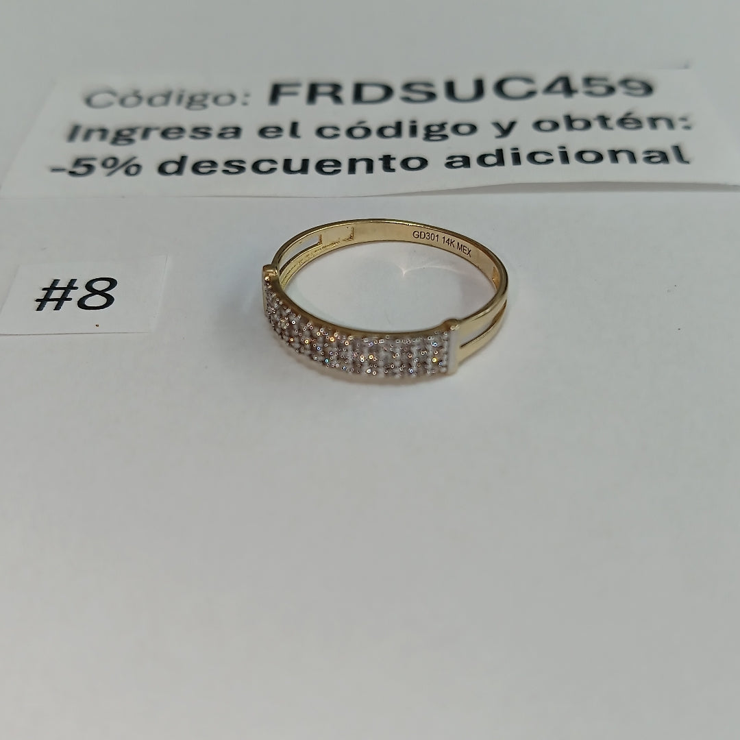 ANILLO ANILLITO C CIRCONIAS 14K 8 TALLA 1.5 GR (NUEVO)