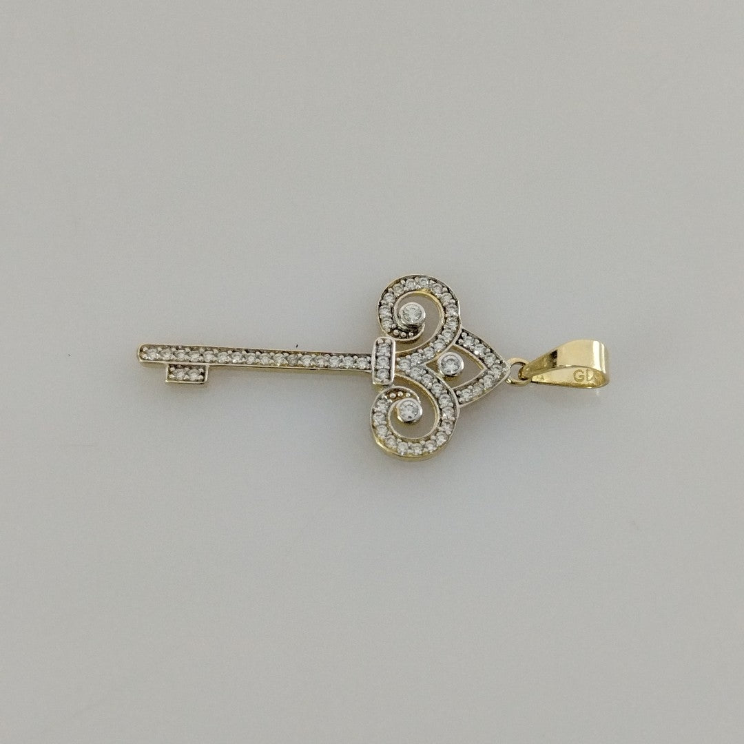 DIJE LLAVE C CIRCONIAS 14K 1.5 GR (NUEVO)