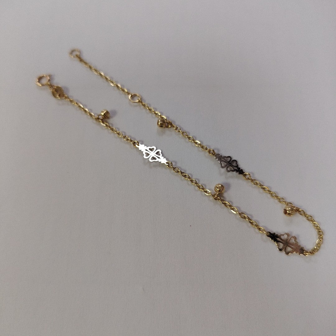 PULSERA ESPECIAL CON TREBOL 14K 18 CM 1.8 GR (NUEVO)