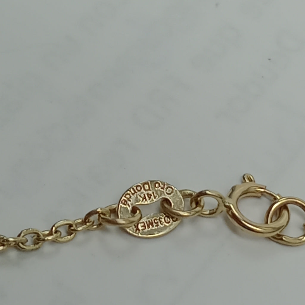 PULSERA TEJIDO ESPECIAL FLOR CON CIRCONIA 14K 18 CM 2.5 GR (NUEVO)