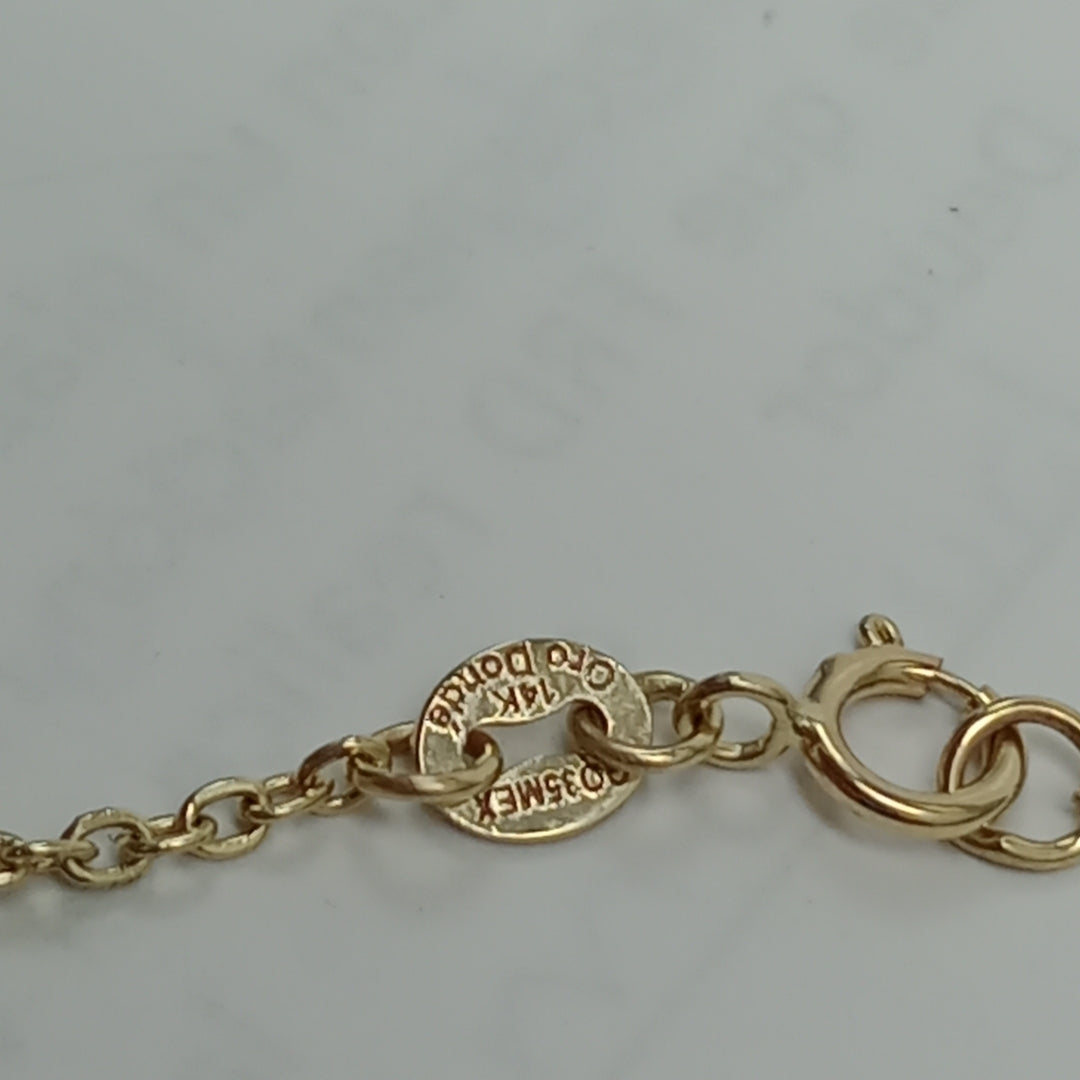 PULSERA TEJIDO ESPECIAL FLOR CON CIRCONIA 14K 18 CM 2.5 GR (NUEVO)
