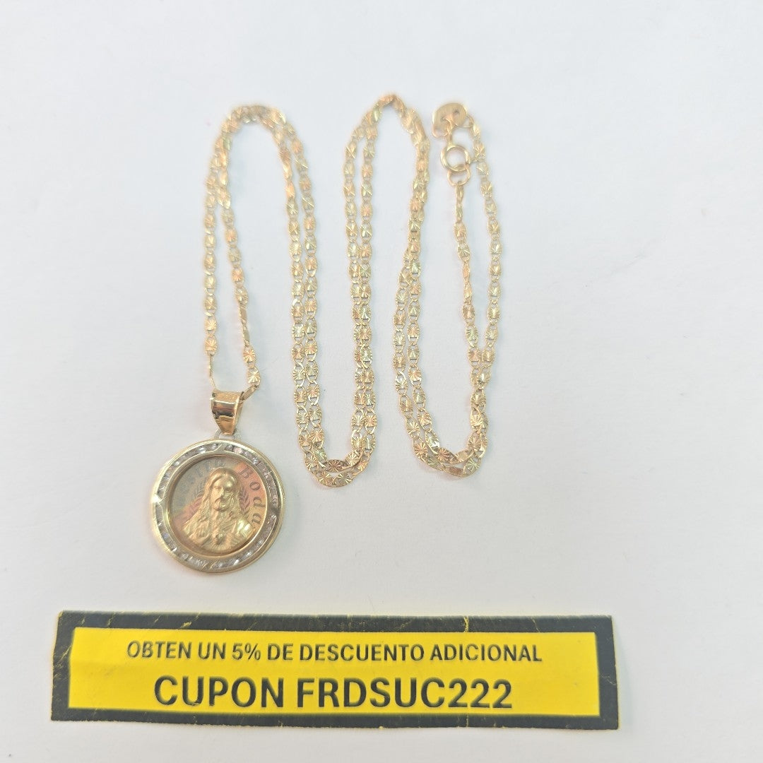 CADENA, MEDALLA RELIGIOSA ORO 10 K 3.2 GRMS (SEMINUEVO)