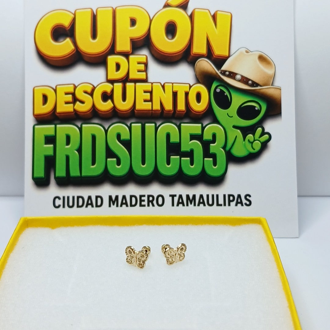 BROQUELES BROQUEL FIG MARIPOSA 14K 0.2668 GR (NUEVO)