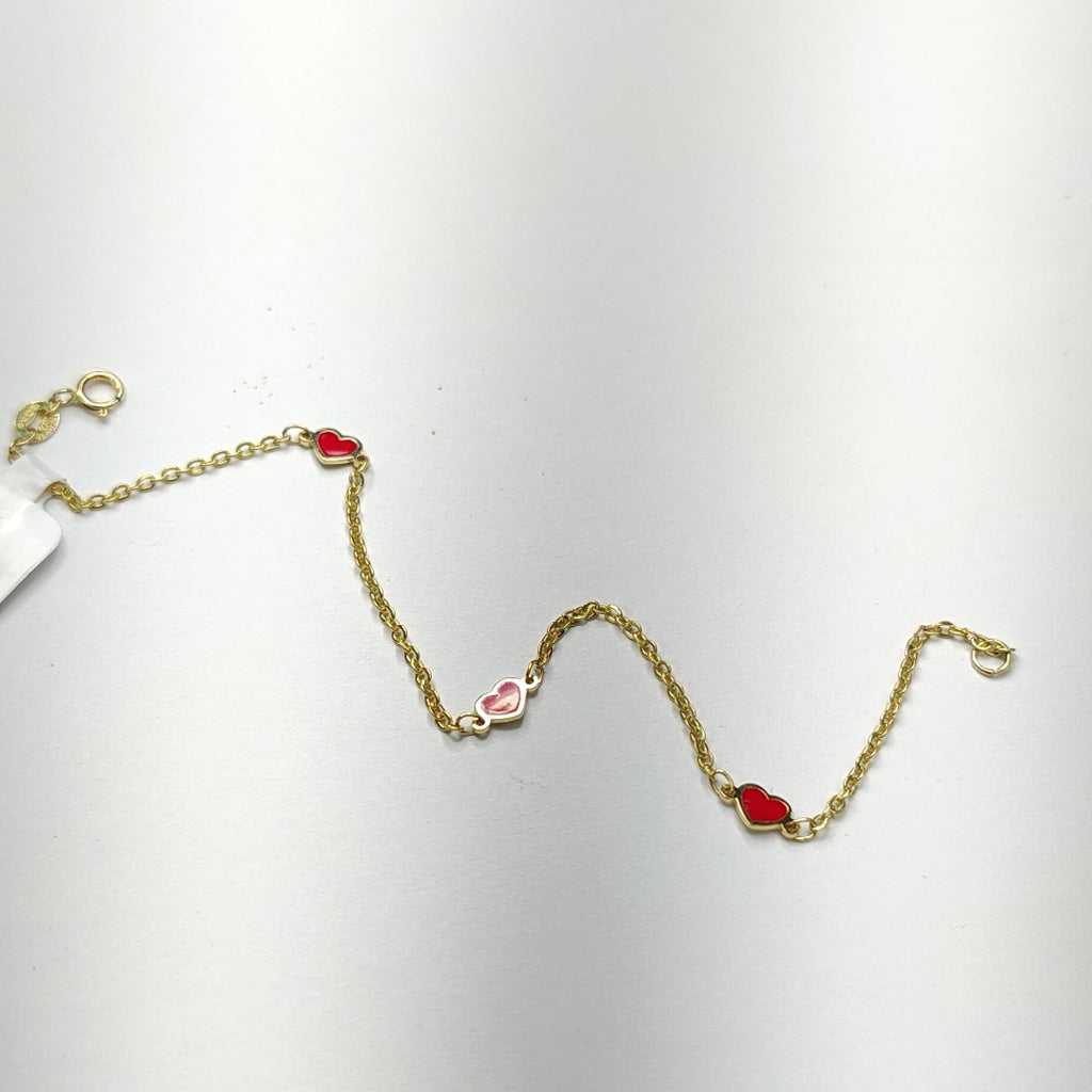 PULSERA ESPECIAL CON CORAZONES 14K 18 CM 1.4 GR (NUEVO)