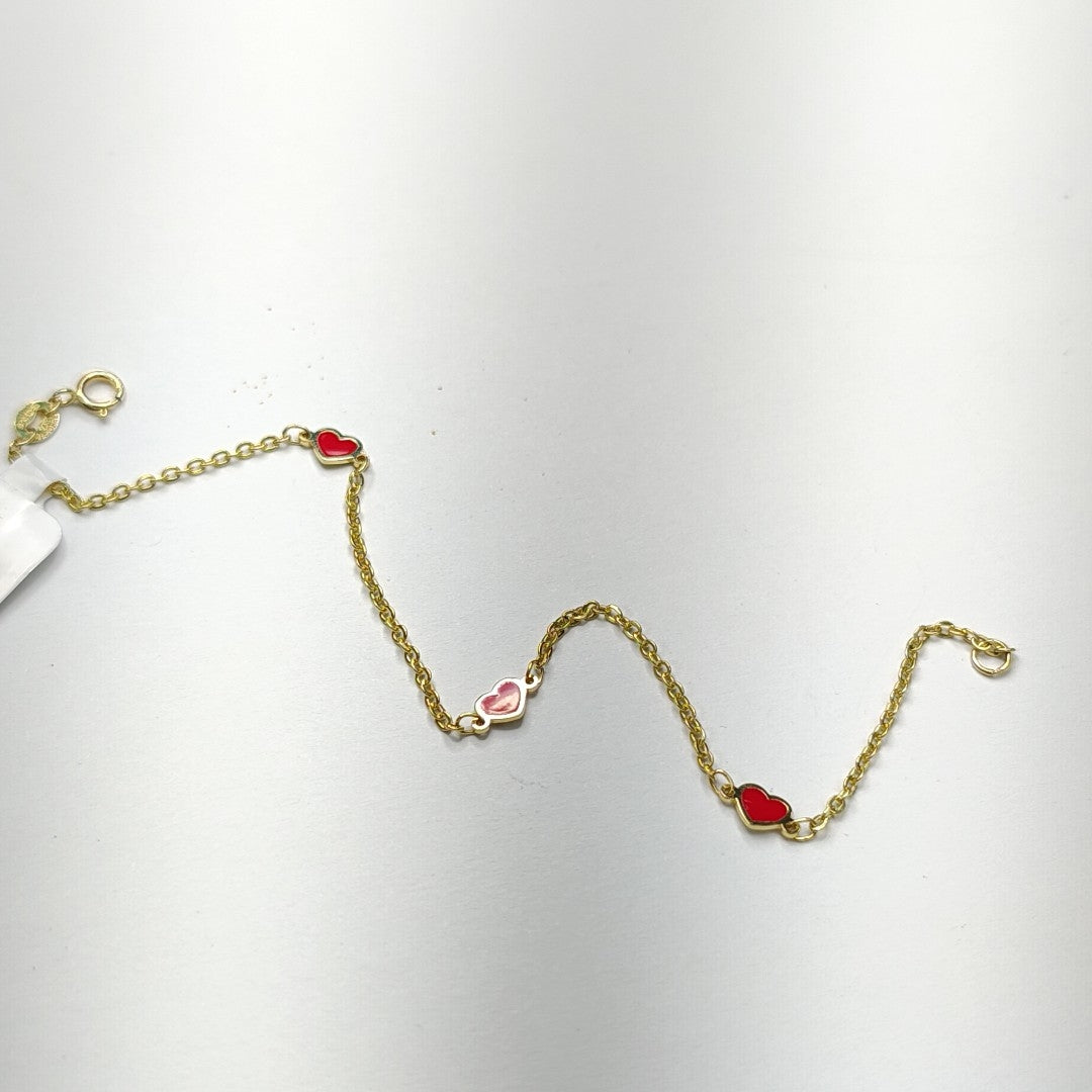 PULSERA ESPECIAL CON CORAZONES 14K 18 CM 1.4 GR (NUEVO)