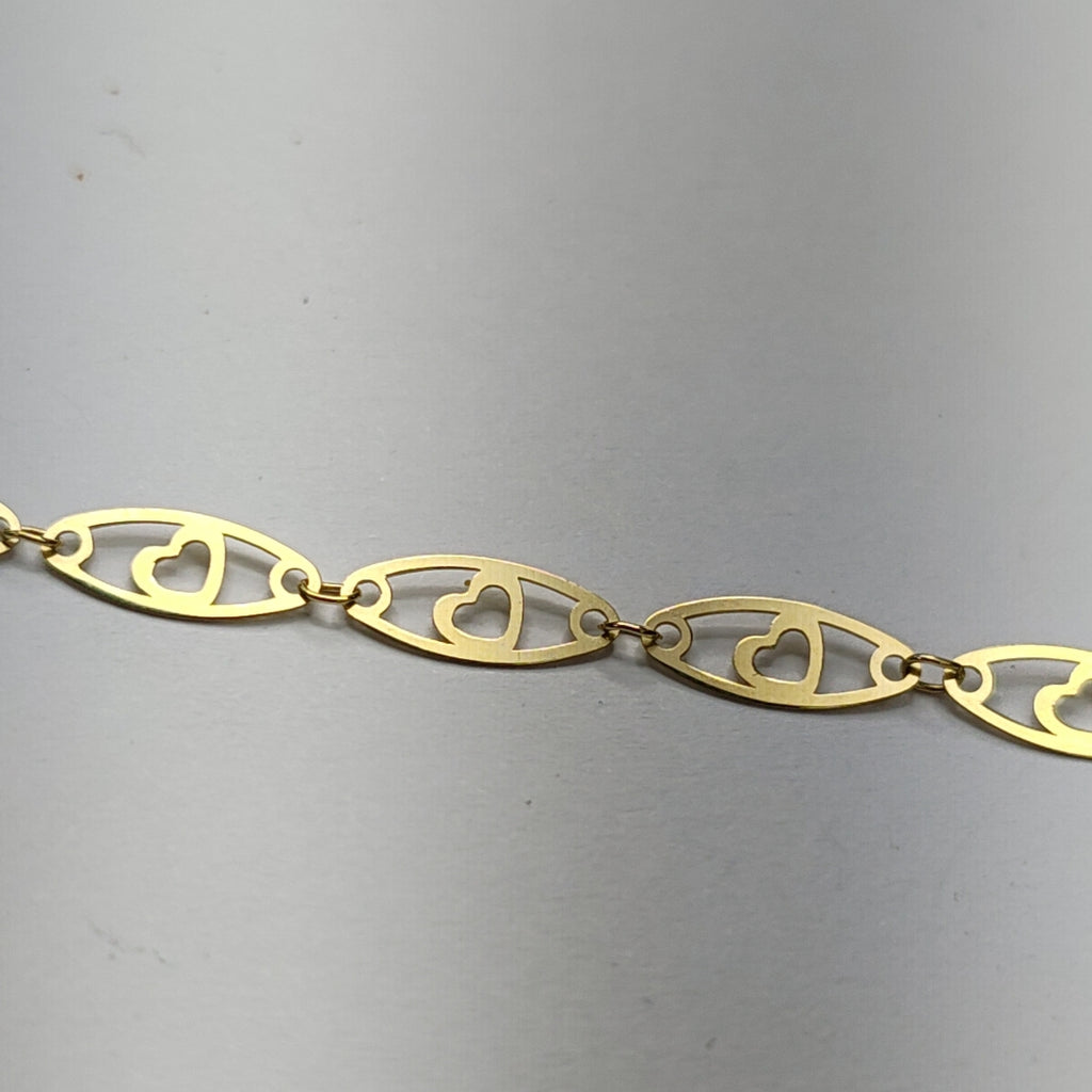 PULSERA TEJIDO ESPECIAL CON CORAZON 14K 18 CM 1.3 GR (NUEVO)
