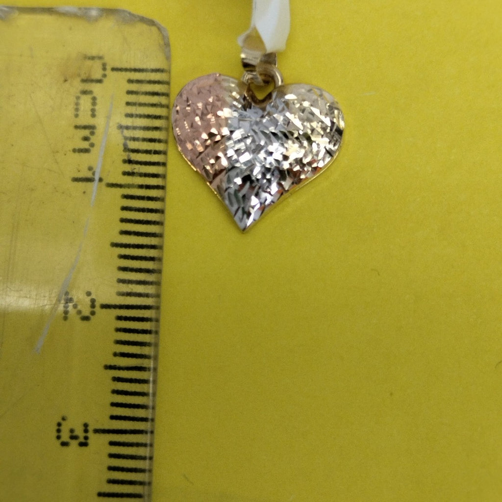 DIJE TEJIDO CORAZON LABRADO COMBINADO 14K 1.2 GR (NUEVO)