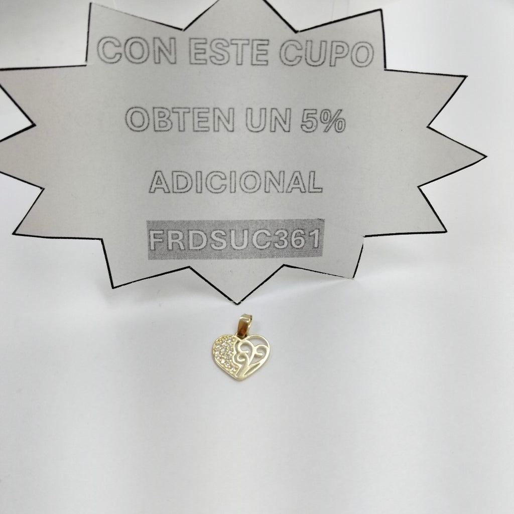 DIJE TEJIDO CORAZON CON CIRCONIAS Y ARBOL DE LA VIDA 14K 0.8 GR (NUEVO)