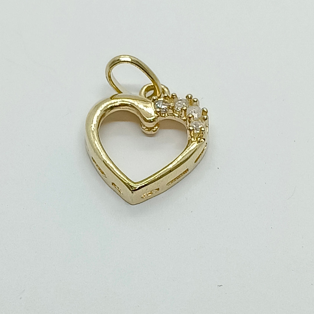 DIJE CORAZON CON CIRCONIAS 14K 1.4 GR (NUEVO)