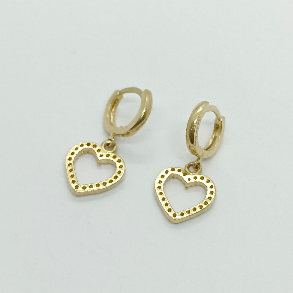 ARETES FIG CORAZON C CIRCONIAS 10K 2.6 GR (NUEVO)