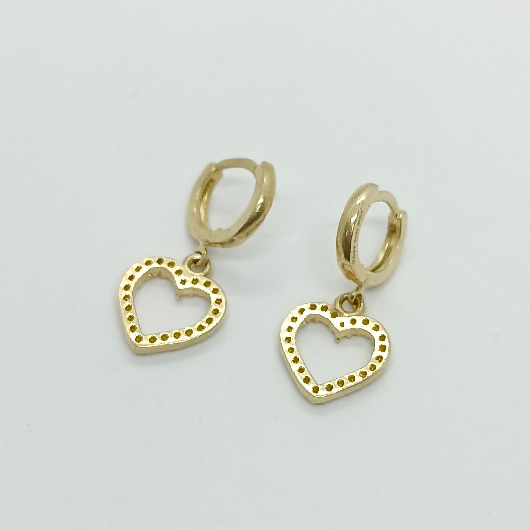 ARETES FIG CORAZON C CIRCONIAS 10K 2.6 GR (NUEVO)