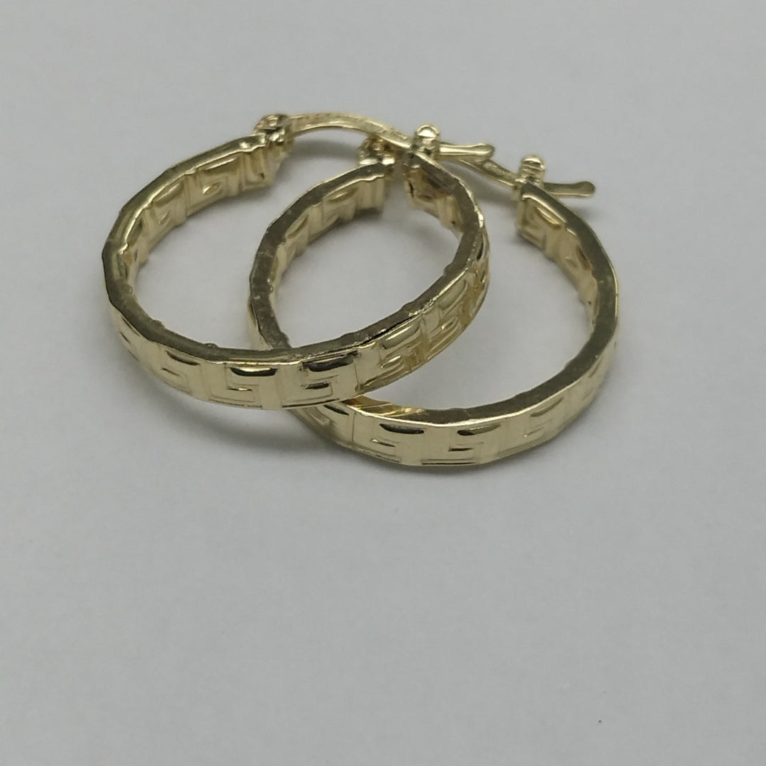 ARETES TEJIDO ARRACADAS TIPO GRECAS 14K 2.1 GR (NUEVO)