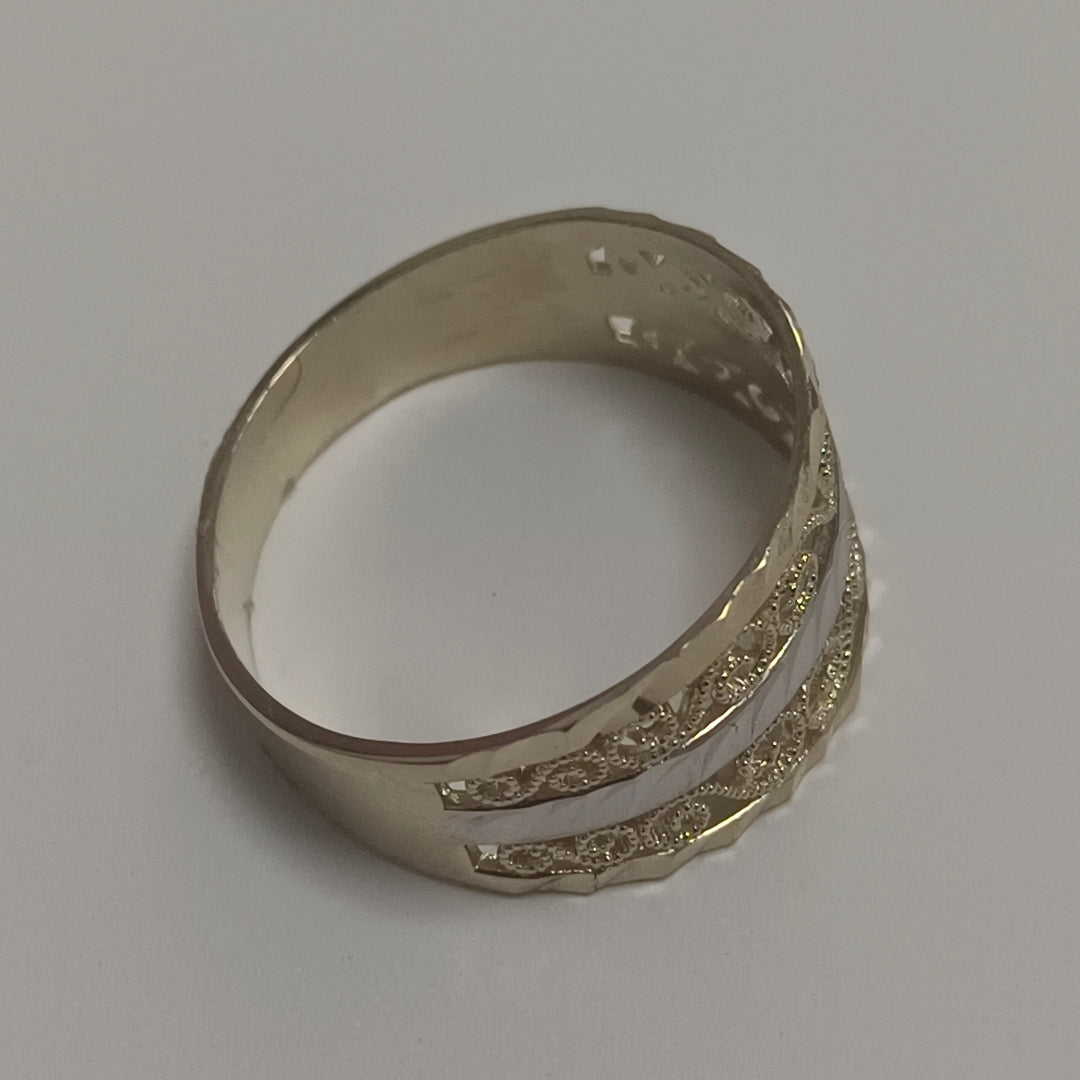 ANILLOS TIPO FILIGRANA COMBINADO 14K TALLA 8 2.9 GR (NUEVO)