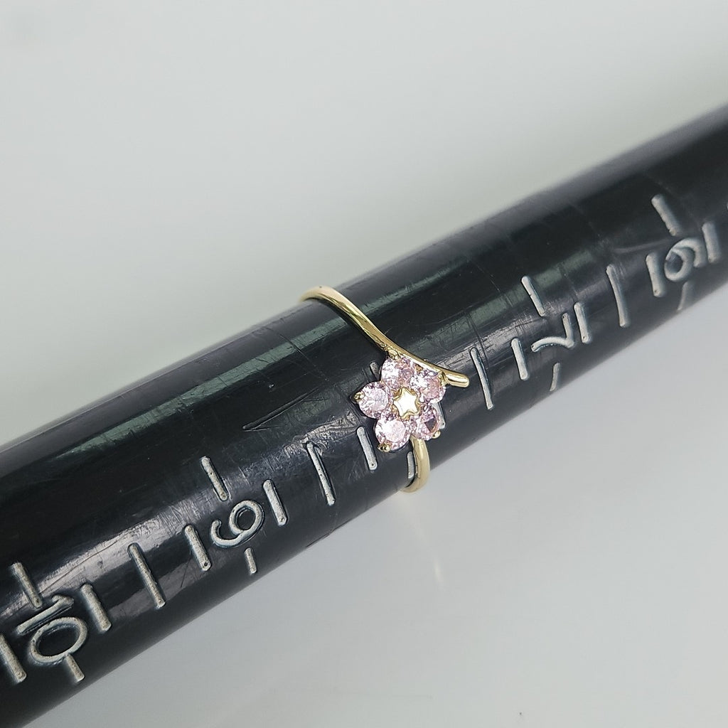 ANILLOS FIG FLOR CON PDRAS COL ROSA 14K TALLA 8 1 GR (NUEVO)