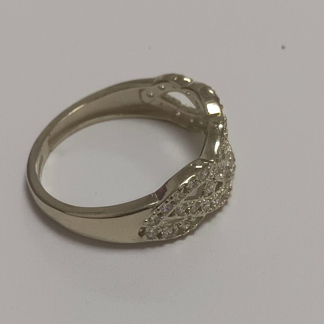ANILLOS TRENZADO CON CIRCONIAS 14K TALLA 7 2.5 GR (NUEVO)