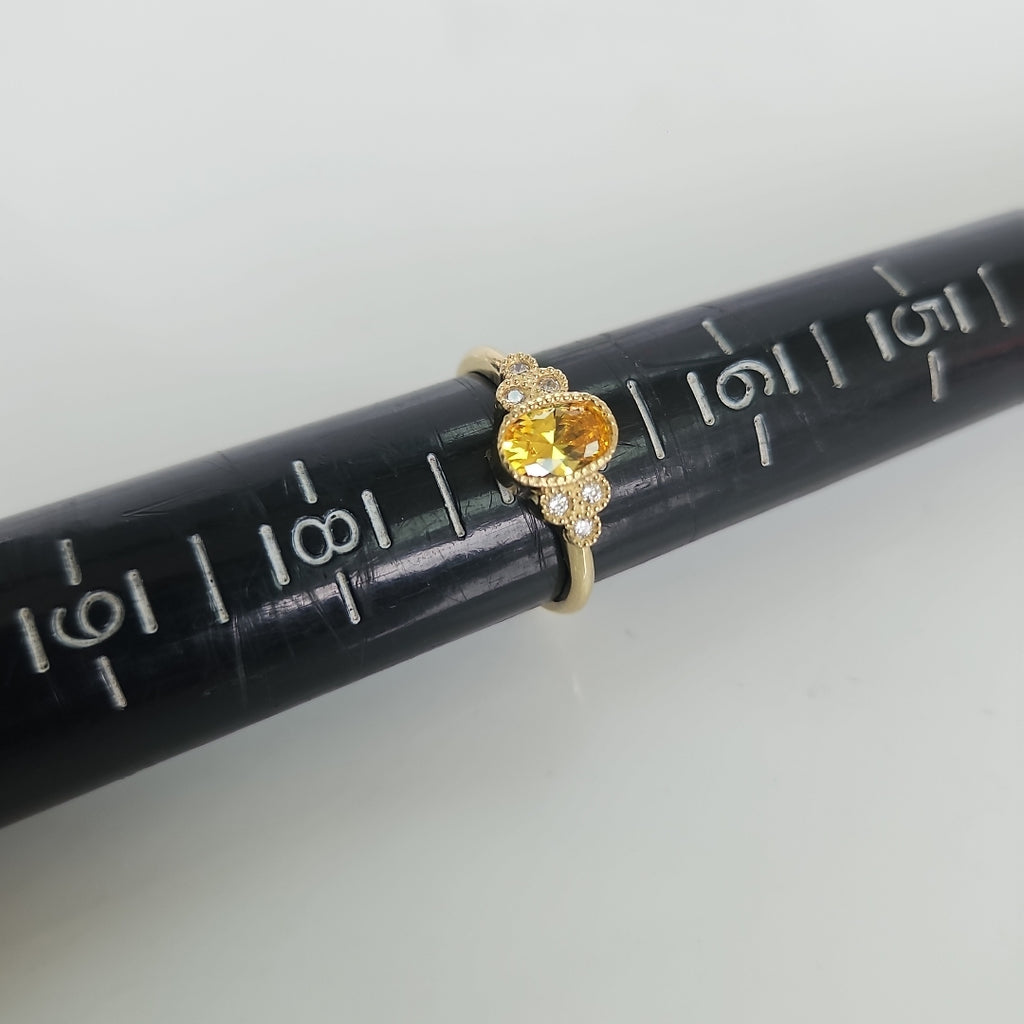 ANILLOS CIRCONIAS Y PIEDRA DE COLOR 14K TALLA 7 1.9 GR (NUEVO)