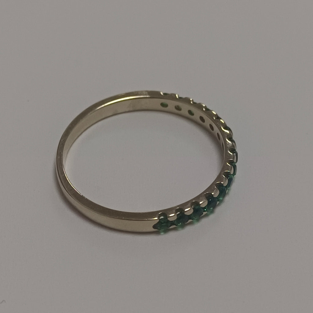 ANILLO ANILLITO MEDIA CHURUMBELA C PDRAS COLOR VERDE 14K 7 TALLA 1.5 GR (NUEVO)