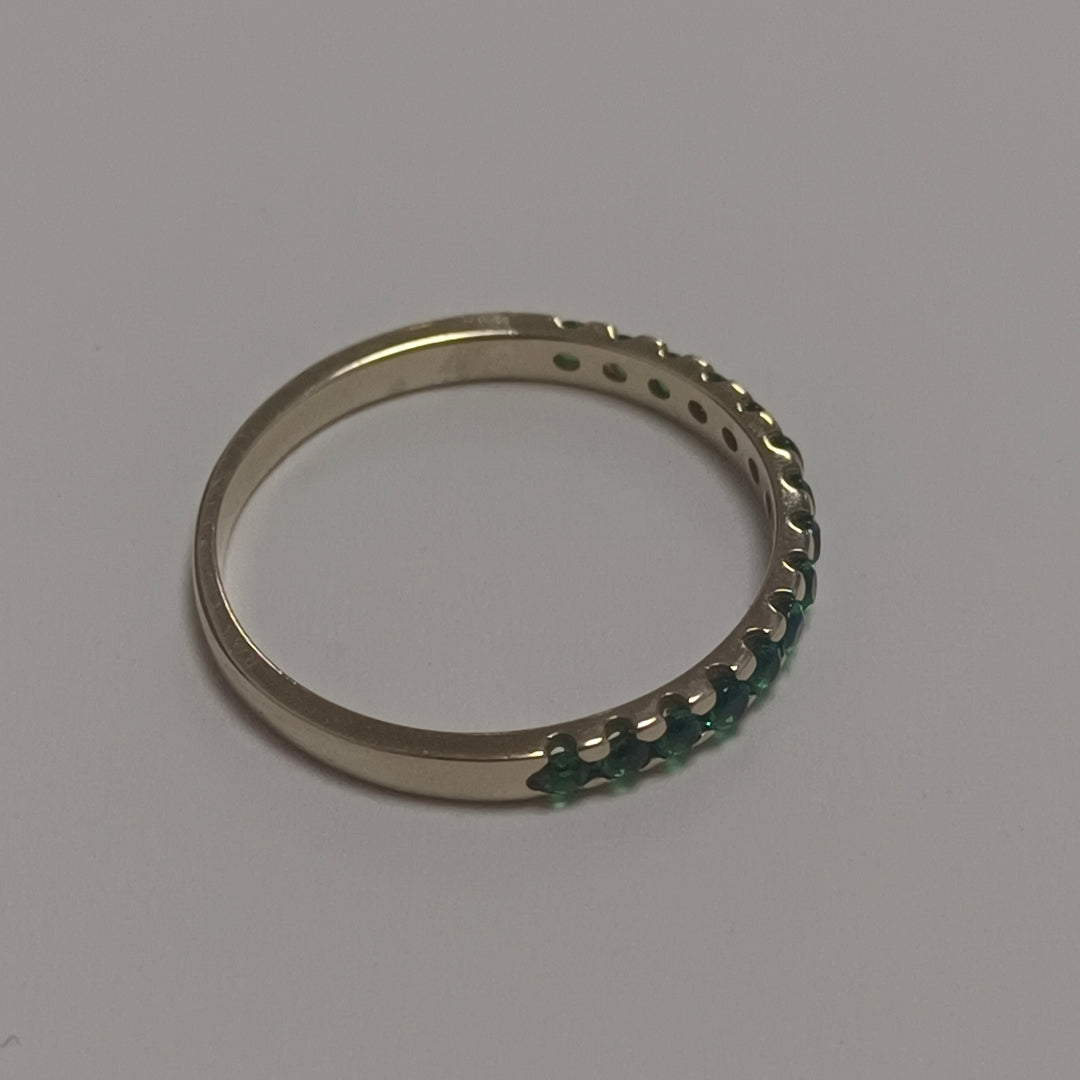 ANILLO ANILLITO MEDIA CHURUMBELA C PDRAS COLOR VERDE 14K 7 TALLA 1.5 GR (NUEVO)