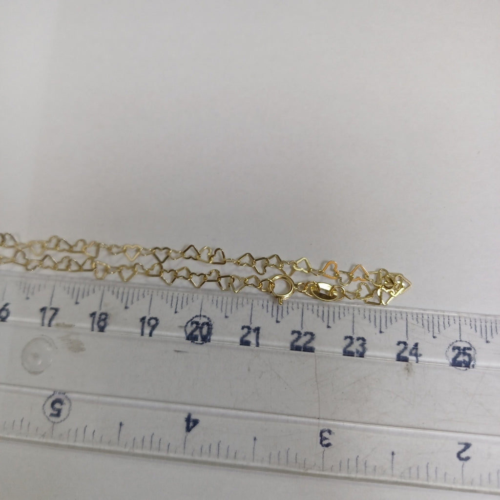 CADENAS TEJIDO CORAZONES ORO 10K 50 CM 2.5 GR (NUEVO)