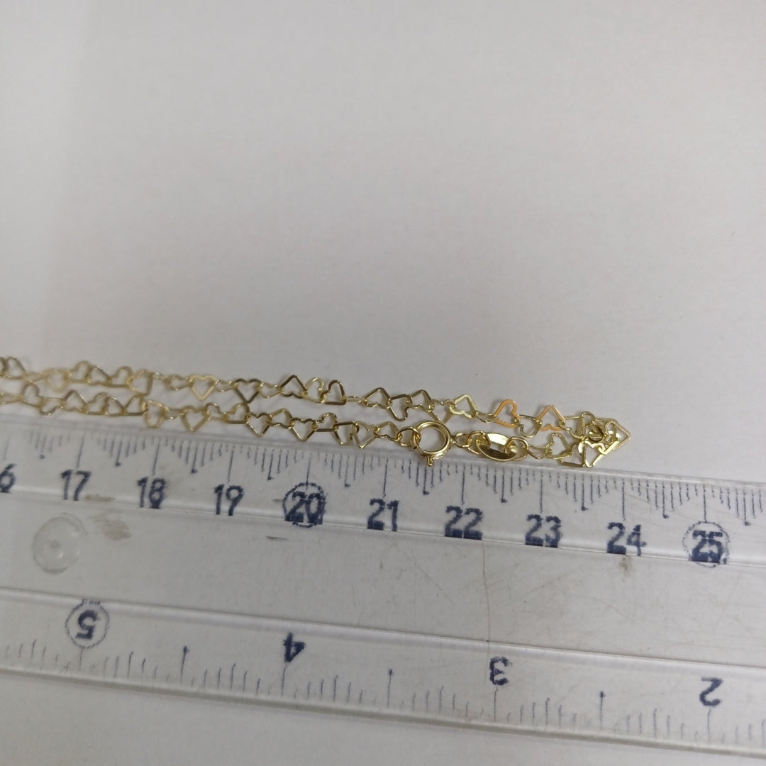 CADENAS TEJIDO CORAZONES ORO 10K 50 CM 2.5 GR (NUEVO)