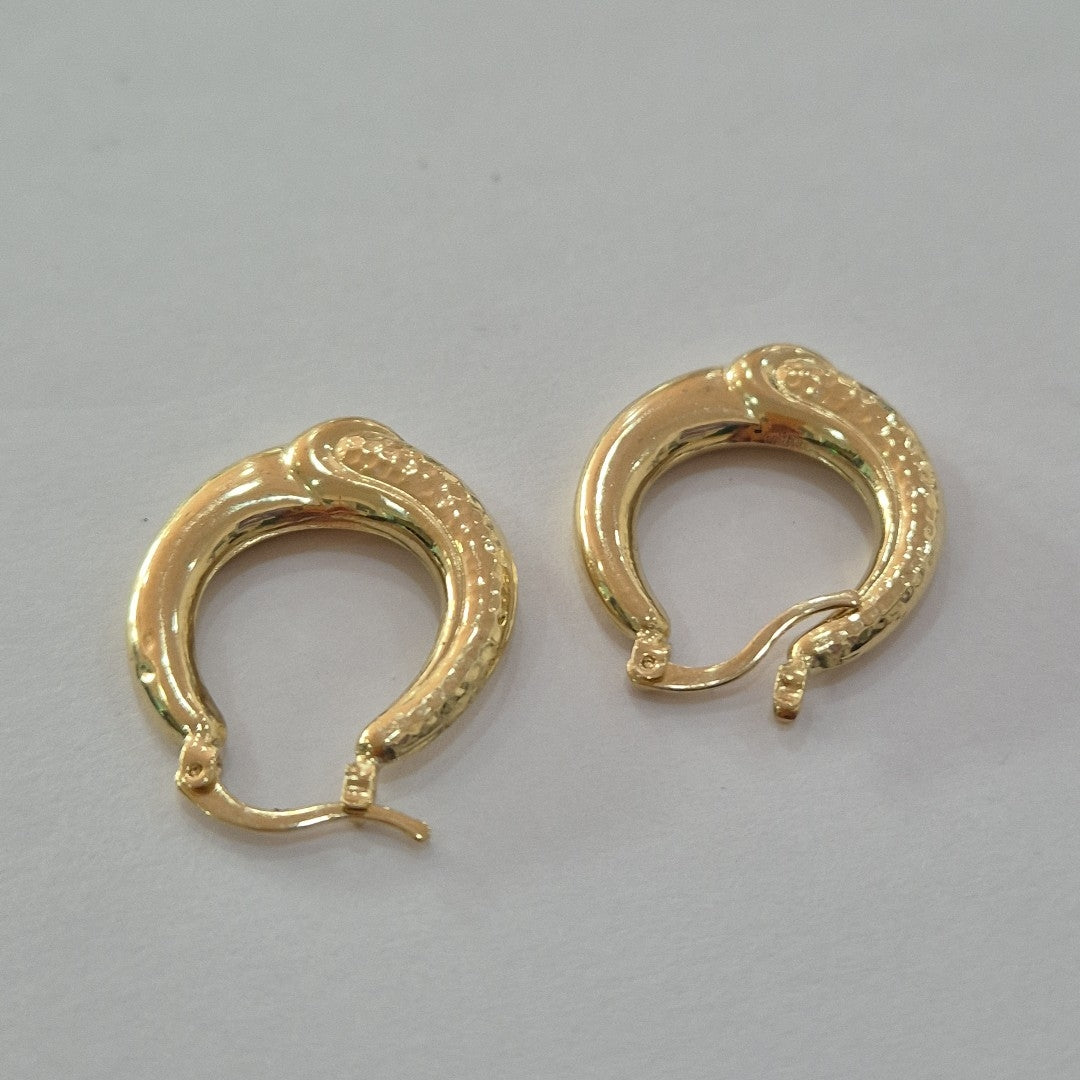 ARETES ARRACADAS ENTRELAZADAS 14K 2.5 GR (NUEVO)