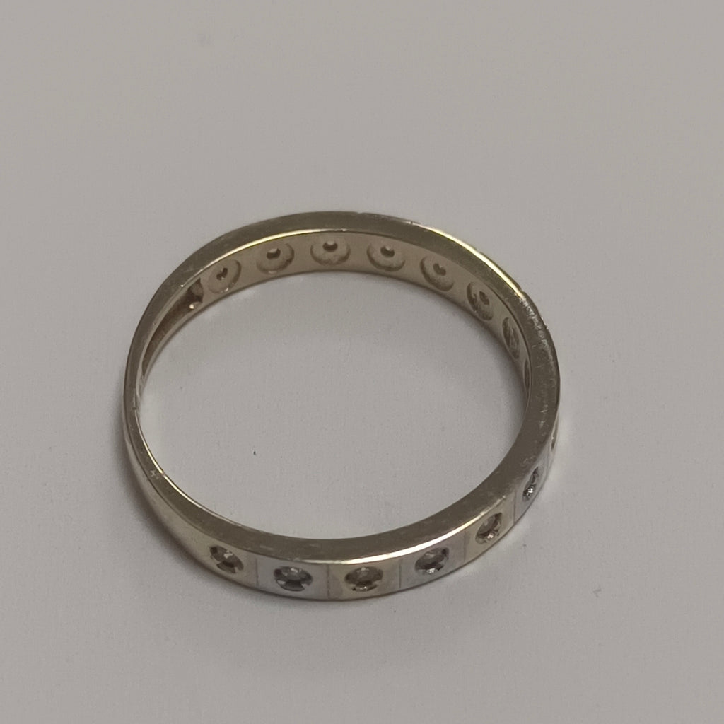 ANILLO ANILLITO C CIRCONIAS COMBINADO 14K 7 TALLA 2 GR (NUEVO)