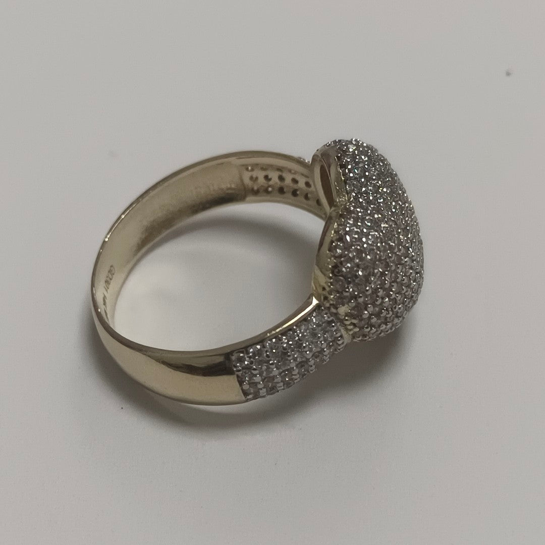 ANILLO ANILLITO CORAZON C CIRCONIAS 14K 8 TALLA 5.3 GR (NUEVO)