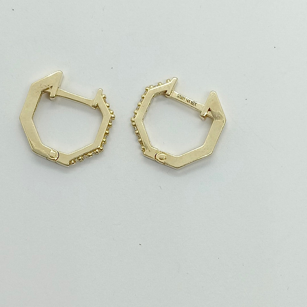 ARETES HUGGIES C CIRCONIAS 14K 1.6 GR (NUEVO)