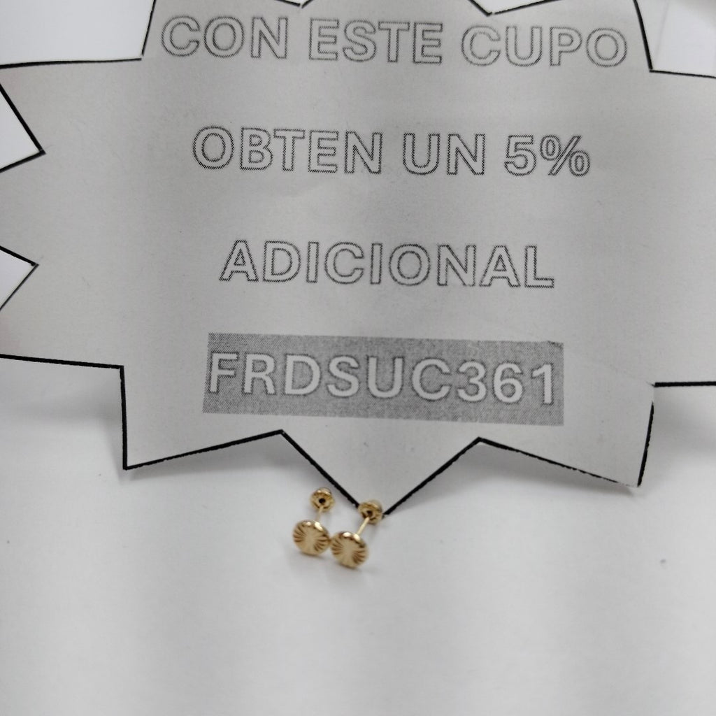 BROQUELES BROQUEL FIG BOTON RAYADO 14K 0.1577 GR (NUEVO)