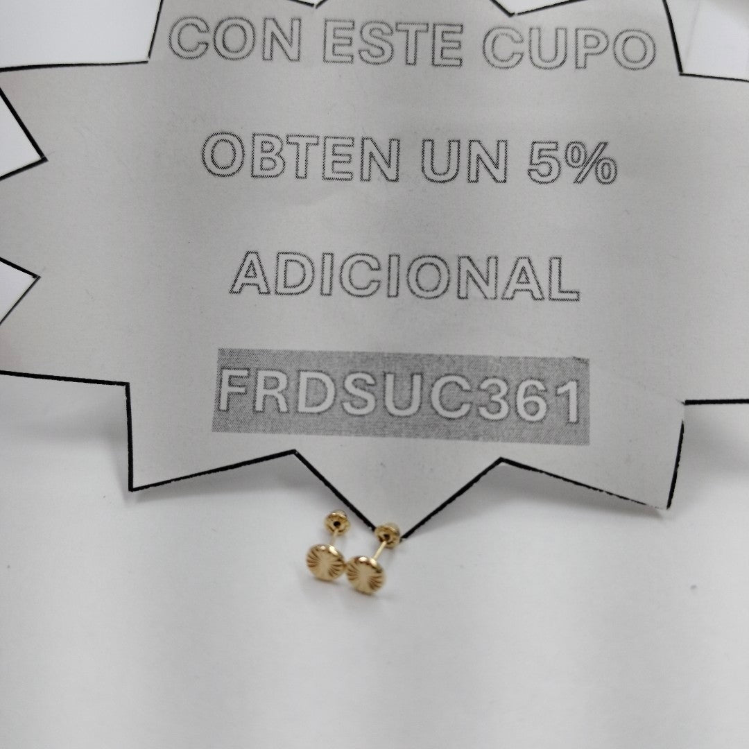 BROQUELES BROQUEL FIG BOTON RAYADO 14K 0.1577 GR (NUEVO)