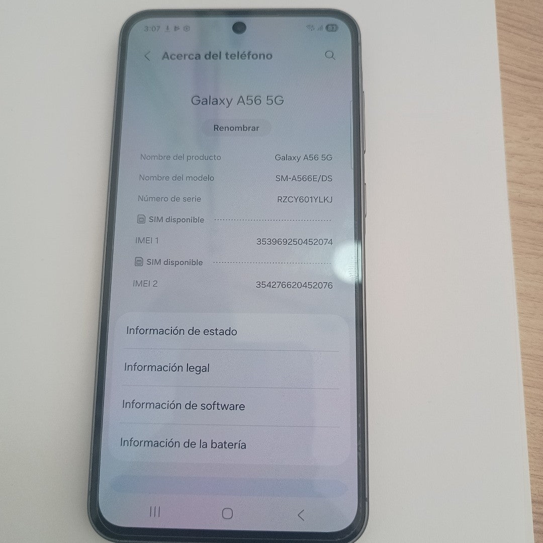 CELULAR SAMSUNG GALAXY A56 SM-A566E (2025) 256 GB 12 GB RAM (SEMINUEVO)