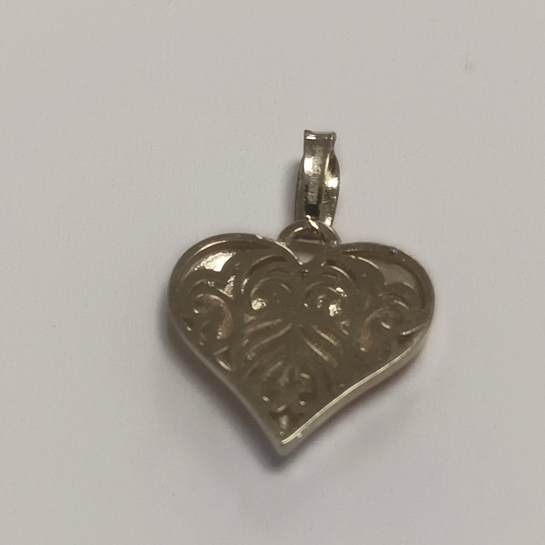 DIJE TEJIDO CORAZON LABRADO COMBINADO 14K 1.2 GR (NUEVO)