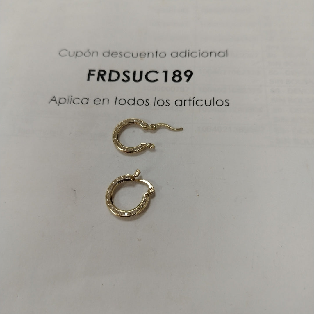 ARETES ARRACADAS CON CIRCONIAS 14K 2.3 GR (NUEVO)