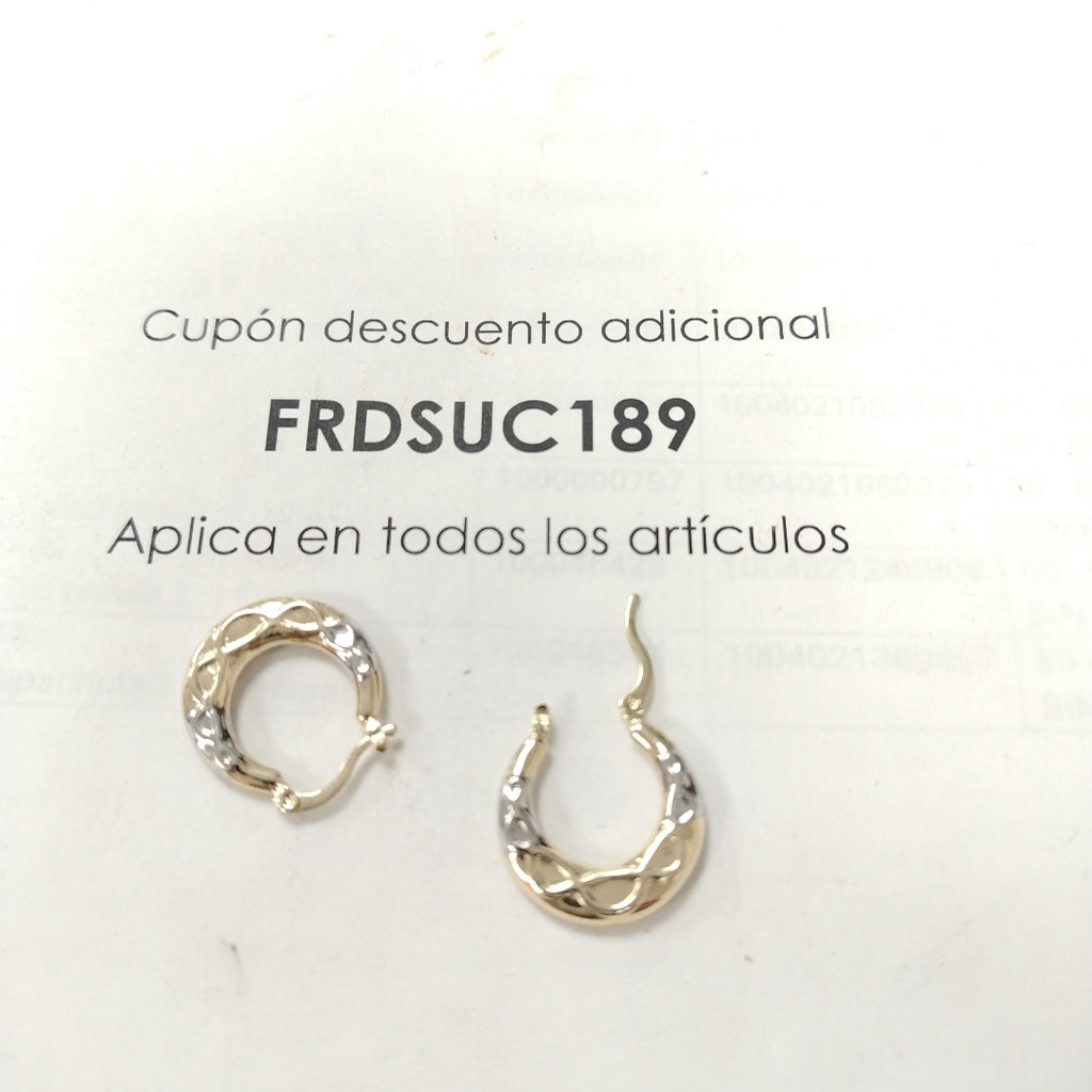 ARETES ARRACADAS COMBINADAS CON INFINITO 14K 2.1 GR (NUEVO)