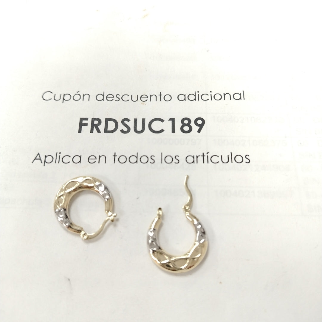 ARETES ARRACADAS COMBINADAS CON INFINITO 14K 2.1 GR (NUEVO)