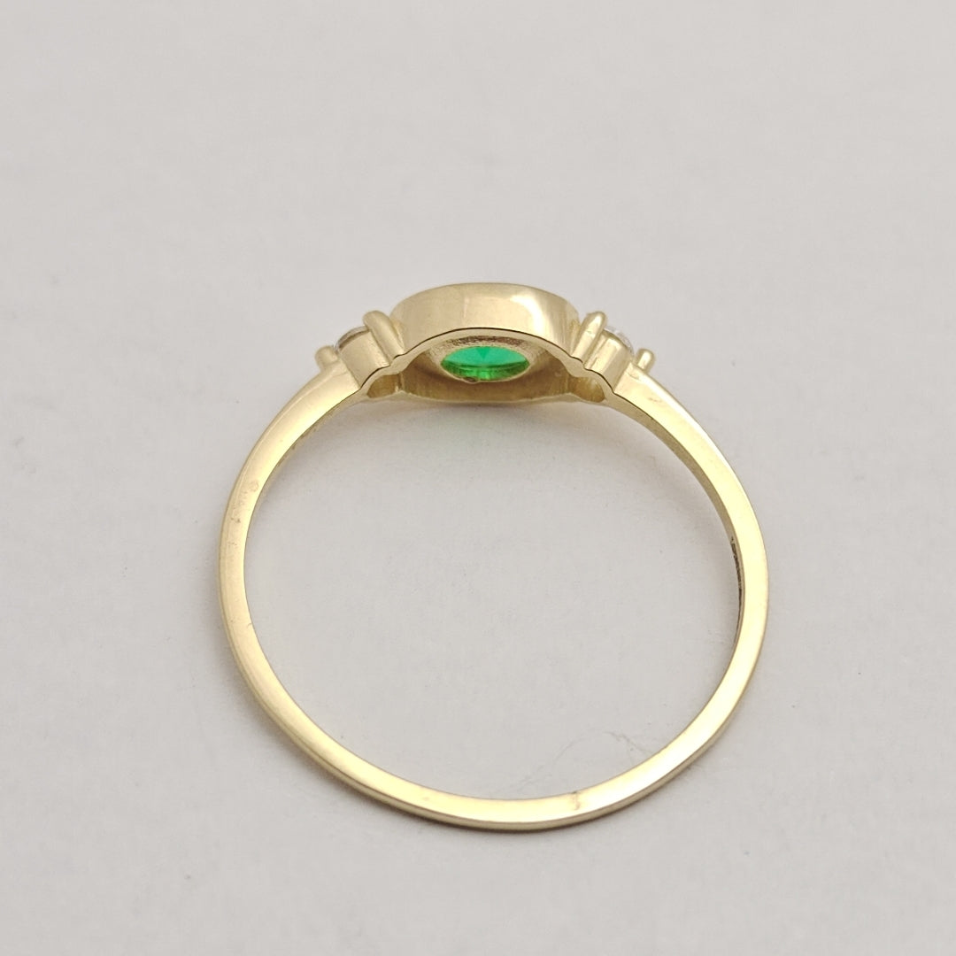 ANILLOS TEJIDO ANILLITO C CIRCONIAS Y PIEDRA VERDE 14K 7 1.1 GR (NUEVO)