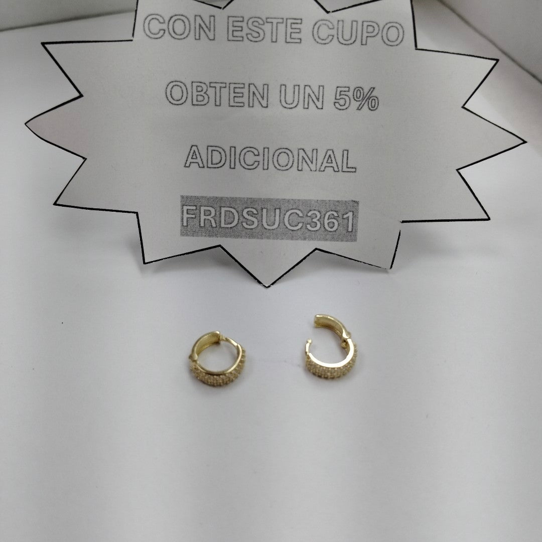 ARETES HUGGIE CON CIRCONIAS 14K 2.1 GR (NUEVO)