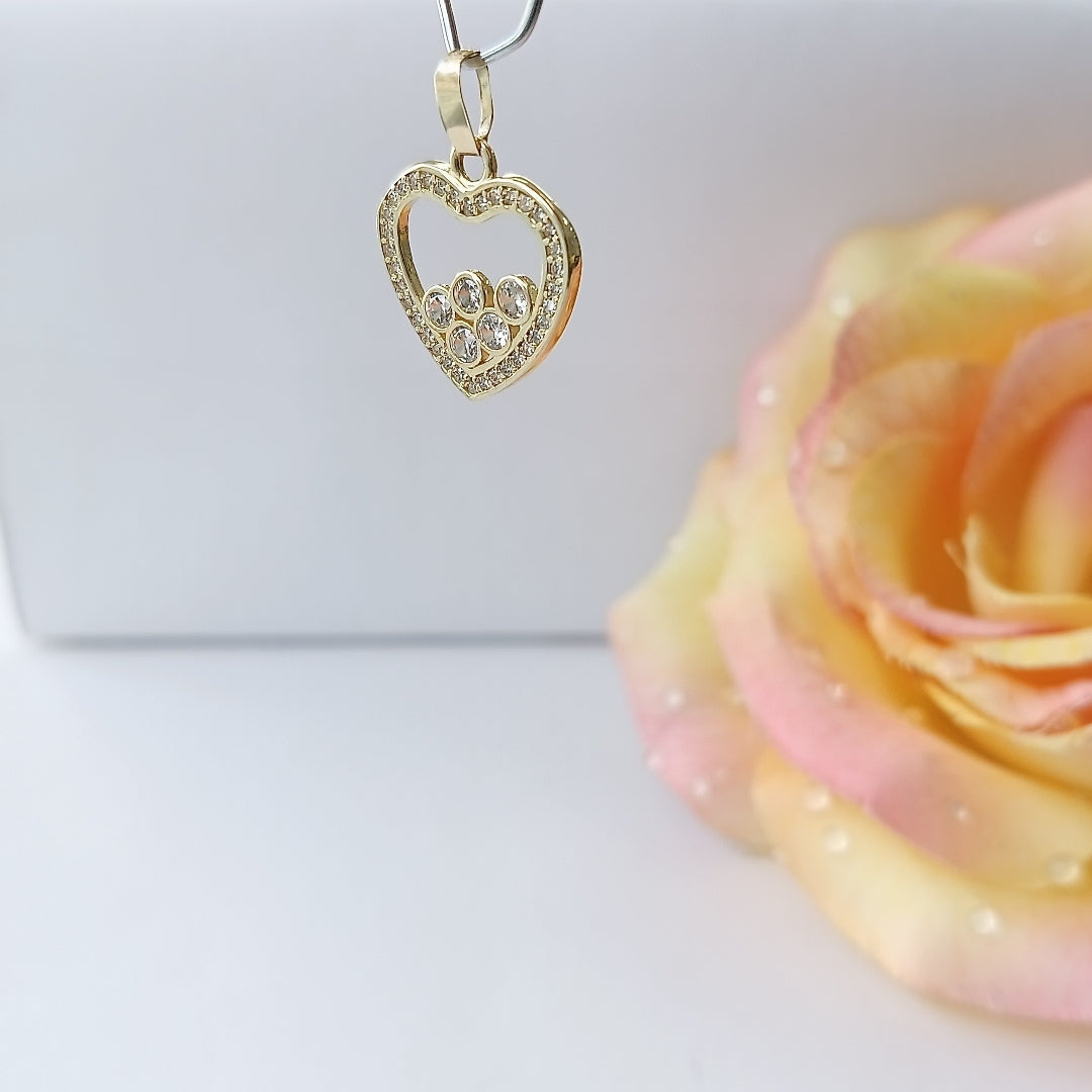 DIJE CORAZON CON CIRCONIAS 14K 1.7 GR (NUEVO)