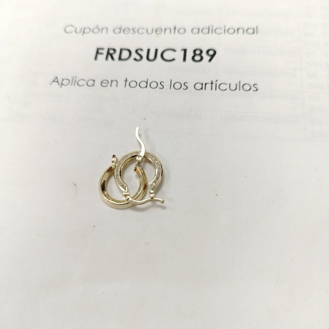 ARETES ARRACADAS CON CIRCONIAS 14K 2.4 GR (NUEVO)