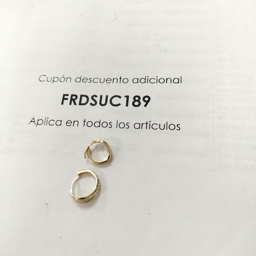 ARETES ARRACADAS 10K 2.4 GR (NUEVO)
