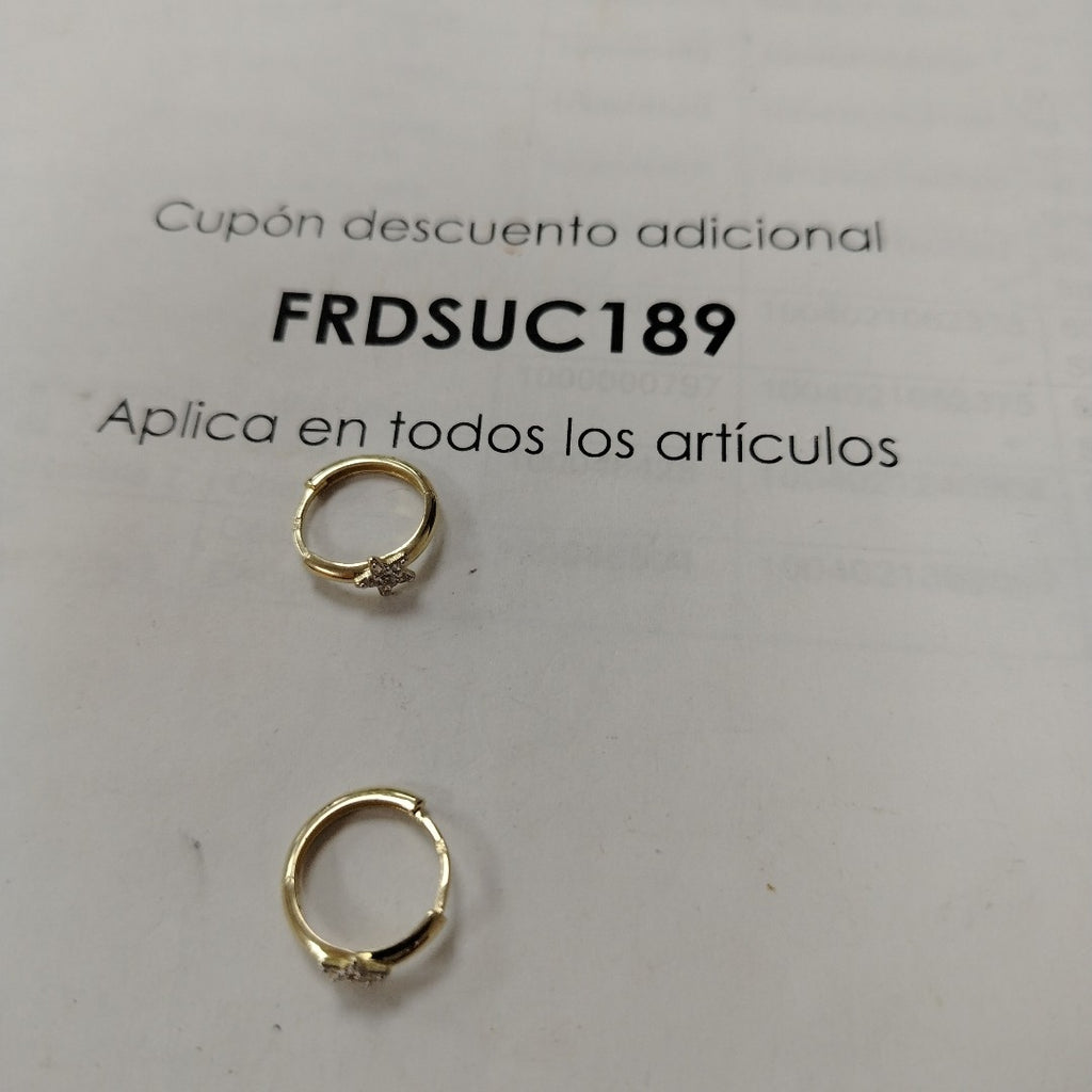 ARETES ARRACADAS FIG ESTRELLA CIRCONIAS 10K 1.7 GR (NUEVO)