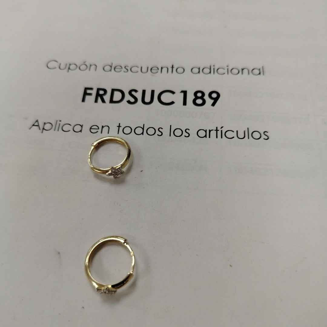 ARETES ARRACADAS FIG ESTRELLA CIRCONIAS 10K 1.7 GR (NUEVO)