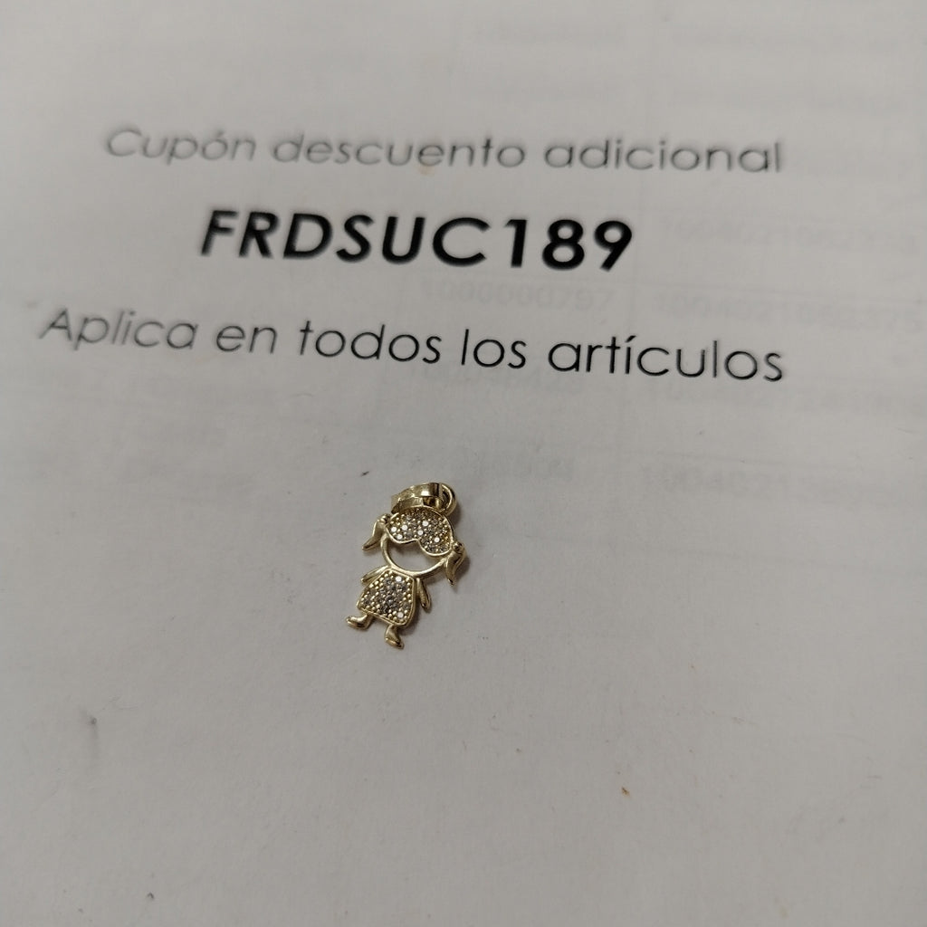 DIJE TEJIDO NIÑA CON CIRCONIAS 14K 0.9 GR (NUEVO)
